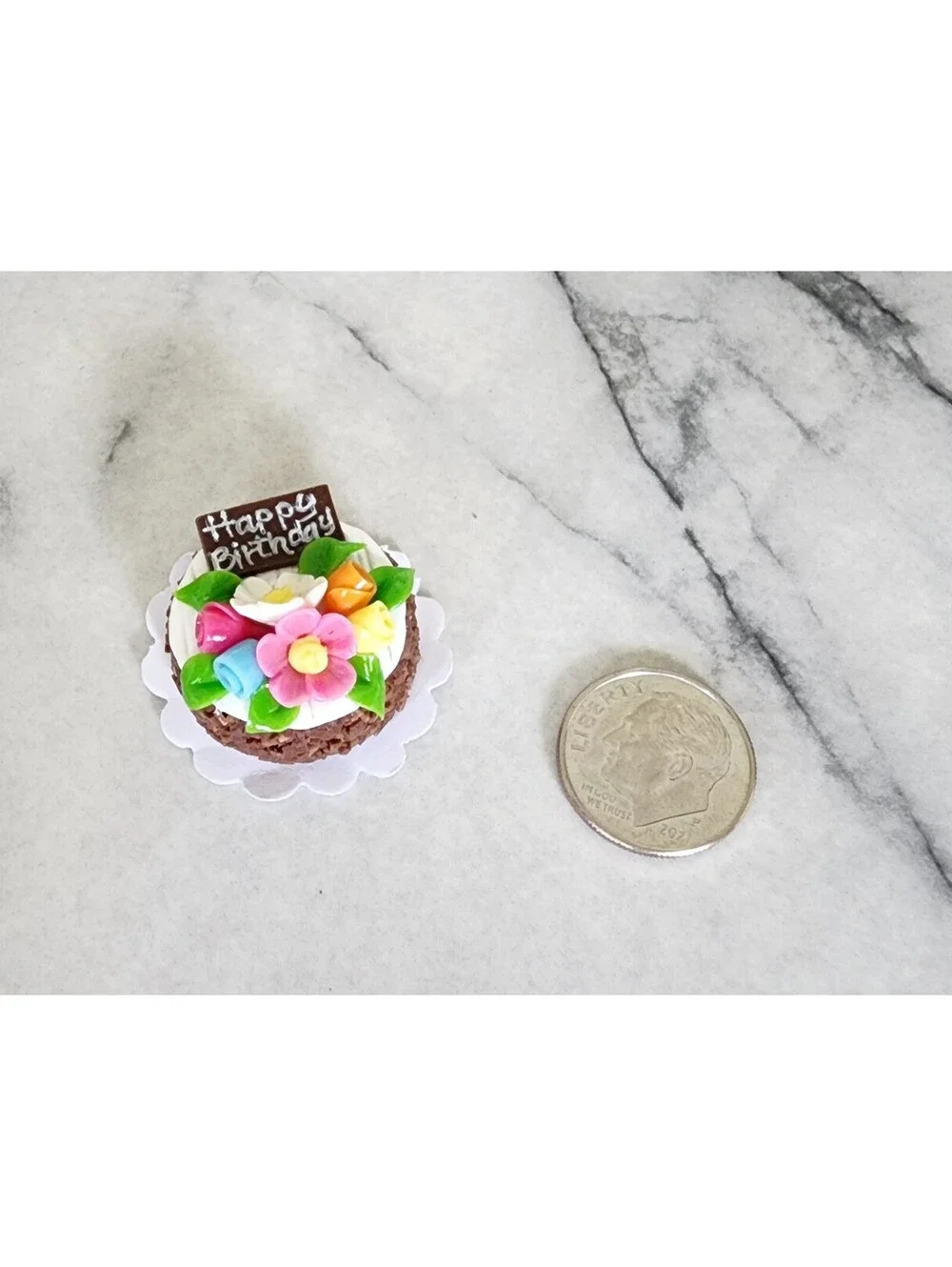 Miniature Dollhouse Happy Birthday Special Occasion Party Cake 1:12 Scale